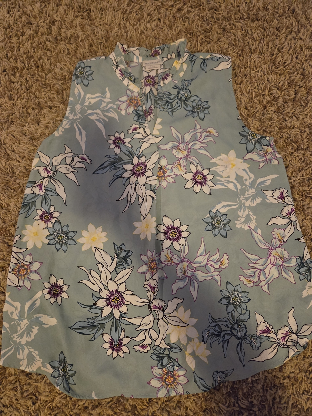 Van Heusen Light Blue Floral Sleeveless Blouse